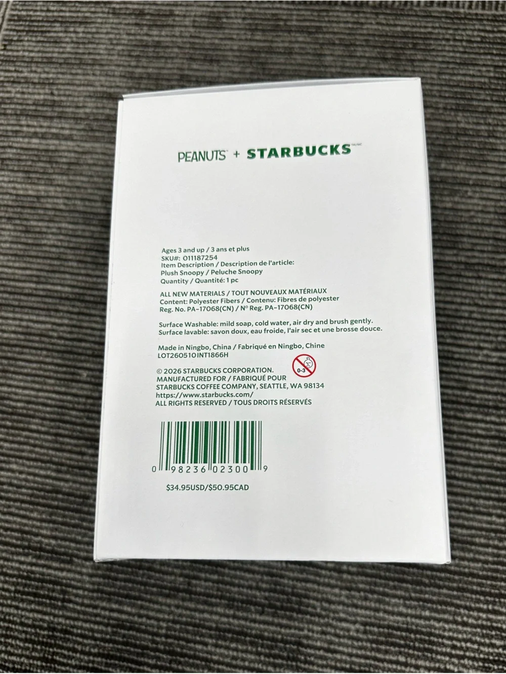 Starbucks peanuts snoopy